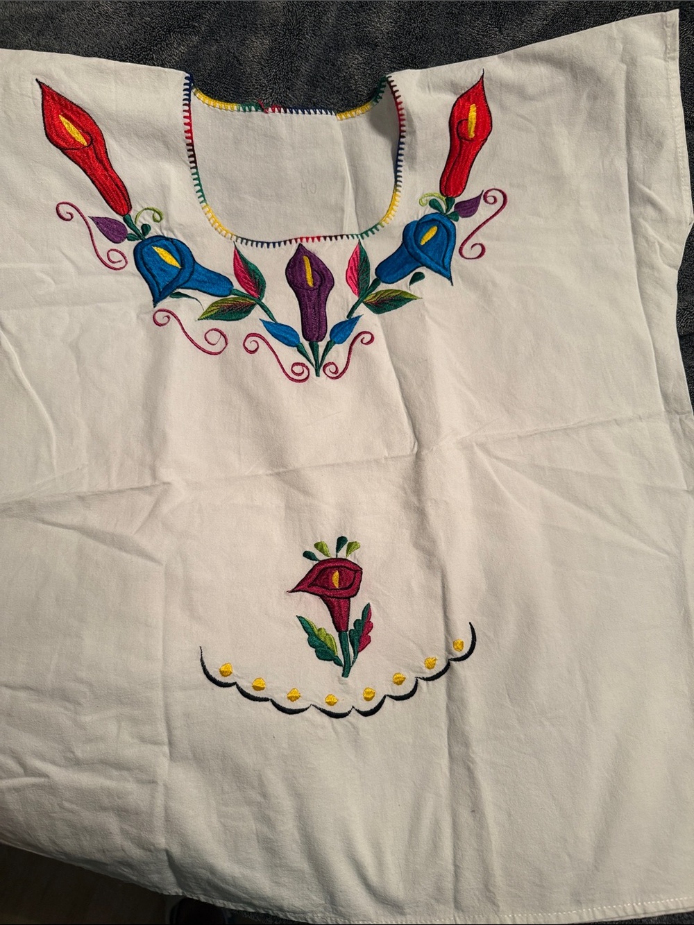 Embroidered Floral White Cotton Women’s Top